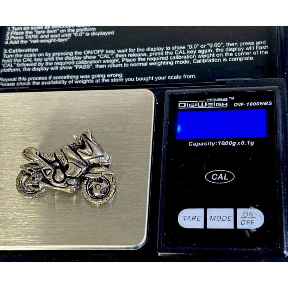 Beautiful VTG MCM Large Sterling Silver Motorcycle Pin/Brooch Signed SK 10.1Gram